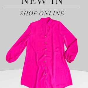 Pink Tunic Top for Women Medium flowy lightweight blouse casual chic shirt